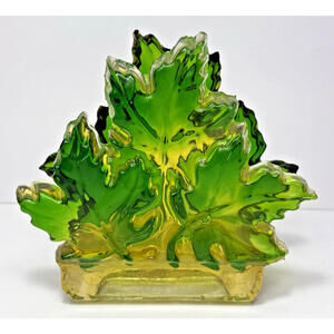 VTG Green Yellow Wondermold 60's Lucite Canada Maple Leaf Napkin Letter Holder